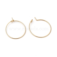 316L Surgical Stainless Steel Hoop Earring Findings, Wine Glass Charms Findings, Real 18K Gold Plated, 50x0.8mm, 20 Gauge(STAS-G229-07G-07A)