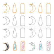 18Pcs 6 Styles 201 Stainless Steel Pendants, Mixed-Shaped Charm, Laser Cut, Teardrop & Arch & Moon, Mixed Color, 26~30x11~18x1mm, Hole: 1.2~1.8mm(STAS-CA0001-61)