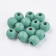 Natural Wood Beads, Dyed, Round, Dark Cyan, 8x7mm, Hole: 2~3mm(X-WOOD-Q030-44)