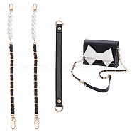 WADORN 3Pcs 2 Style PU Leather Shoulder Strap & ABS Plastic Imitation Pearl Bag Chain Straps, with Alloy Findings, for Bag Straps Replacement Accessories, Black, 26.5~37.6x1.05~1.75x0.3~1.4cm(FIND-WR0009-24)