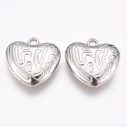CCB Plastic Pendants, Heart, Platinum, 25.5x25x6.5mm, Hole: 2mm(CCB-G006-159P)