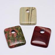 Natural Gemstone Pendants, Rectangle, 45.5x35.5x7mm, Hole: 9mm(G-G647-04)