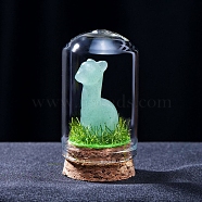 Natural Green Aventurine Display Decorations, with Glass Cover, Alpaca, 33x55mm(PW-WGFBCAE-02)