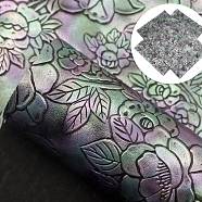 Flower Pattern Imitation Leather Fabrics, DIY Craft Making Supplies, Gray, 330x200mm(PW-WGB593C-02)