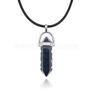 Synthetic Blue Goldstone Pendant Necklaces, Bullets, 19.69 inch(50cm)(IC1467-4)