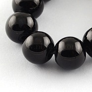 Painted Glass Bead Strands, Baking Paint, Round, Black, 4mm, Hole: 1.1~1.3mm, about 200pcs/strand, 31.4 inch(X-DGLA-S071-4mm-90)