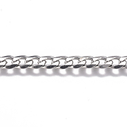 201 Stainless Steel Cuban Link Chains, Chunky Curb Chains, Unwelded, Stainless Steel Color, 5.5x4x1mm(CHS-G017-12P)
