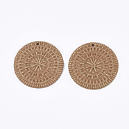 Acrylic Pendants, Imitation Woven Rattan Pattern, Flat Round, Peru, 47x5mm, Hole: 2mm(OACR-T014-08H)
