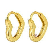 925 Sterling Silver Hoop Earrings for Women, Heart, Real 18K Gold Plated, 12x11x2mm(EJEW-F317-22G)