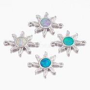 Synthetic Opal Links connectors, with Brass Findings, Sun, Platinum, Mixed Color, 18x13x2mm, Hole: 1mm(KK-K228-06-P)