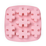 Food Grade Silicone Molds, Fondant Molds, For DIY Cake Decoration, Chocolate, Candy, UV Resin & Epoxy Resin Jewelry Making, Puzzle, Pink, 176x180x19.5mm, Puzzle: 66x40mm(DIY-L025-013)