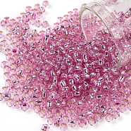 TOHO Round Seed Beads, Japanese Seed Beads, (2212) Silver Lined Baby Pink, 8/0, 3mm, Hole: 1mm, about 222pcs/10g(X-SEED-TR08-2212)