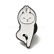 Dancing Theme Enamel Pin, Black Alloy Brooch for Backpack Clothes, Rabbit, 25.5x11.5x1.4mm(JEWB-K016-06E-EB)