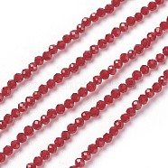 Transparent Glass Beads Strands, Faceted, Round, Dark Red, 2mm, Hole: 0.5mm, about 164~182pcs/strand, 14.8~15.7 inch(37.5~40cm)(GLAA-F094-A04)