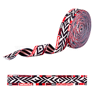 8 Yards Arrows Pattern Polyester Ribbons, Jacquard Ribbon, Tyrolean Ribbon, Garment Accessories, Flat, Red, 1-1/2 inch(39mm)(OCOR-WH0070-44)