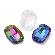 Pointed Back Glass Rhinestone Pendants, Faceted, Rectangle Charm, Mixed Color, 19x14.5x8~8.5mm, Hole: 1.5~1.6mm(GLAA-B012-78)