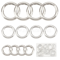 24Pcs 3 Styles Zinc Alloy Spring Gate Rings, O Rings, Platinum, 20~35x3.5~4mm, about 8pcs/style(PALLOY-SC0004-17)