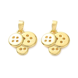 Brass Charms, Triple Button Charms, Real 18K Gold Plated, 14.5x14x3mm, Hole: 5x2.5mm(KK-CBA9FD2-09G)