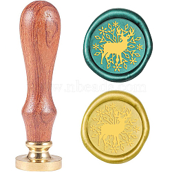 Wax Seal Stamp Set, Sealing Wax Stamp Solid Brass Head,  Wood Handle Retro Brass Stamp Kit Removable, for Envelopes Invitations, Gift Card, Christmas Themed Pattern, 83x22mm(AJEW-WH0208-396)
