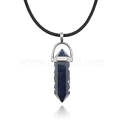 Synthetic Blue Goldstone Pendant Necklaces, Bullets, 19.69 inch(50cm)(IC1467-4)