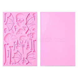 2Pcs Silicone Cake Molds for DIY, Skull Shape,Pink, Pink, 195x122x9mm(ST-CJ0007-71)