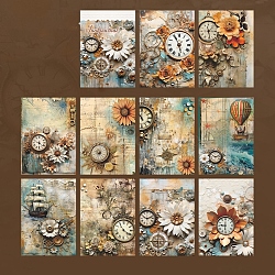 Flower Scrapbook Paper Pads, for DIY Album Scrapbook, Background Paper, Diary Decoration, Sandy Brown, 140x100mm, 10 styles, 3pcs/style, 30pcs/set(PW-WG42193-06)