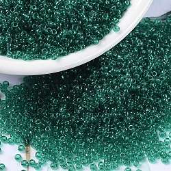 MIYUKI Round Rocailles Beads, Japanese Seed Beads, 15/0, (RR147) Transparent Emerald, 1.5mm, Hole: 0.7mm, about 5555pcs/10g(X-SEED-G009-RR0147)