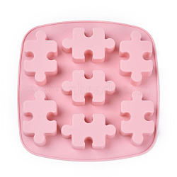 Food Grade Silicone Molds, Fondant Molds, For DIY Cake Decoration, Chocolate, Candy, UV Resin & Epoxy Resin Jewelry Making, Puzzle, Pink, 176x180x19.5mm, Puzzle: 66x40mm(DIY-L025-013)