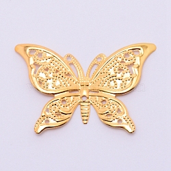 Iron Filigree Joiners Links, Butterfly, Golden, 26.5x39.5x2mm, Hole: 1.2mm(IFIN-WH0052-42)