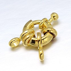 Brass Spring Ring Clasps, Golden, 8.5~9x4mm, Hole: 2mm, Tube Bails: 8.5x4.5x1.5mm(X-KK-L082A-01G)