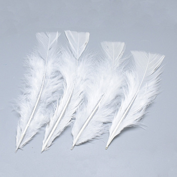 Turkey Feather Costume Accessories, Dyed, White, 135~160x30~55x1.5~2mm