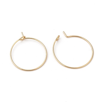 316L Surgical Stainless Steel Hoop Earring Findings, Wine Glass Charms Findings, Real 18K Gold Plated, 50x0.8mm, 20 Gauge