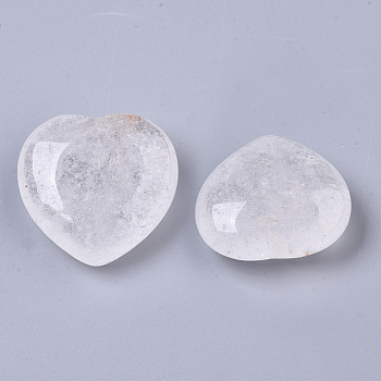 Natural Quartz Crystal Heart Love Stone, Pocket Palm Stone for Reiki Balancing, 30x30.5x12.5mm