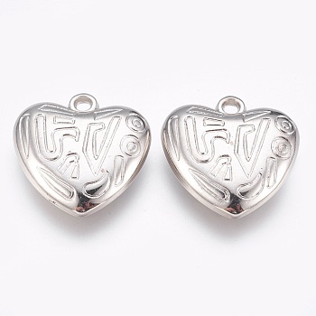 CCB Plastic Pendants, Heart, Platinum, 25.5x25x6.5mm, Hole: 2mm