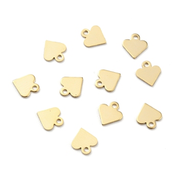Brass Charms, Heart, Real 24K Gold Plated, 7x6x0.4mm, Hole: 0.9mm