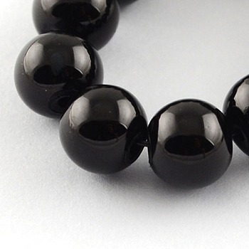 Painted Glass Bead Strands, Baking Paint, Round, Black, 4mm, Hole: 1.1~1.3mm, about 200pcs/strand, 31.4 inch