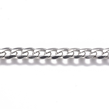 201 Stainless Steel Cuban Link Chains, Chunky Curb Chains, Unwelded, Stainless Steel Color, 5.5x4x1mm