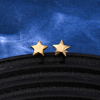304 Stainless Steel Stud Earrings, Ion Plating(IP), Star, Real 18K Gold Plated, 5.5x6mm