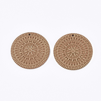 Acrylic Pendants, Imitation Woven Rattan Pattern, Flat Round, Peru, 47x5mm, Hole: 2mm