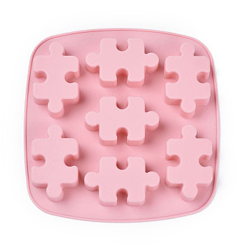 Food Grade Silicone Molds, Fondant Molds, For DIY Cake Decoration, Chocolate, Candy, UV Resin & Epoxy Resin Jewelry Making, Puzzle, Pink, 176x180x19.5mm, Puzzle: 66x40mm