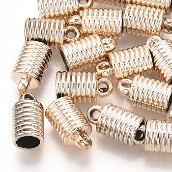 UV Plating ABS Plastic Cord Ends, End Caps, Column, Rose Gold, 14x8mm, Hole: 1.6mm, Inner Diameter: 6mm