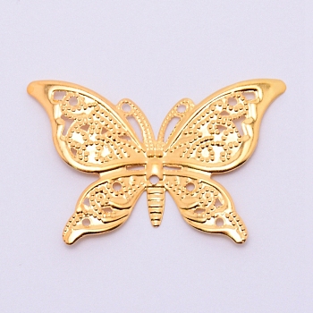 Iron Filigree Joiners Links, Butterfly, Golden, 26.5x39.5x2mm, Hole: 1.2mm