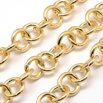 Aluminium Rolo Chains, Light Gold, 16x3mm