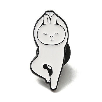 Dancing Theme Enamel Pin, Black Alloy Brooch for Backpack Clothes, Rabbit, 25.5x11.5x1.4mm