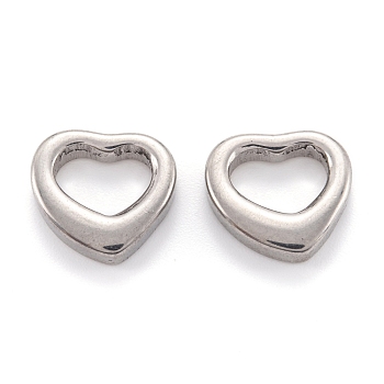 304 Stainless Steel Linking Rings, Heart, Stainless Steel Color, 14x15x4mm