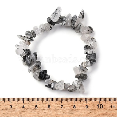 Bracelets extensibles quartz quartz tourmaliné naturel / noir rutile noir(BJEW-JB03681-01)-3