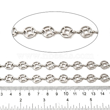 304 Stainless Steel Flat Round with Coin Pattern Link Chains(CHS-C016-23P)-2