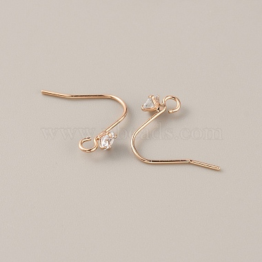 Rose Gold Clear Brass+Cubic Zirconia Earring Hooks