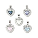 Rack Plating Brass Enamel Micro Pave Clear Cubic Zirconia Pendants(KK-K380-04P)-1