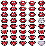40Pcs 2 Styles Lip Polyester Computerized Embroidery Cloth Iron on/Sew on Patches, Costume Accessories, Appliques, Mixed Color, 24.5~37x24~35x1.5mm, 20pcs/style(DIY-GF0012-58)